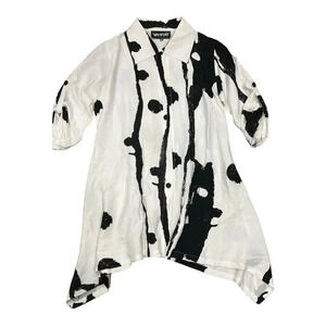Neo Noble White Artsy Cinched Shirt Dress M